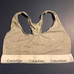 Shiny grey Calvin Klein sports bra